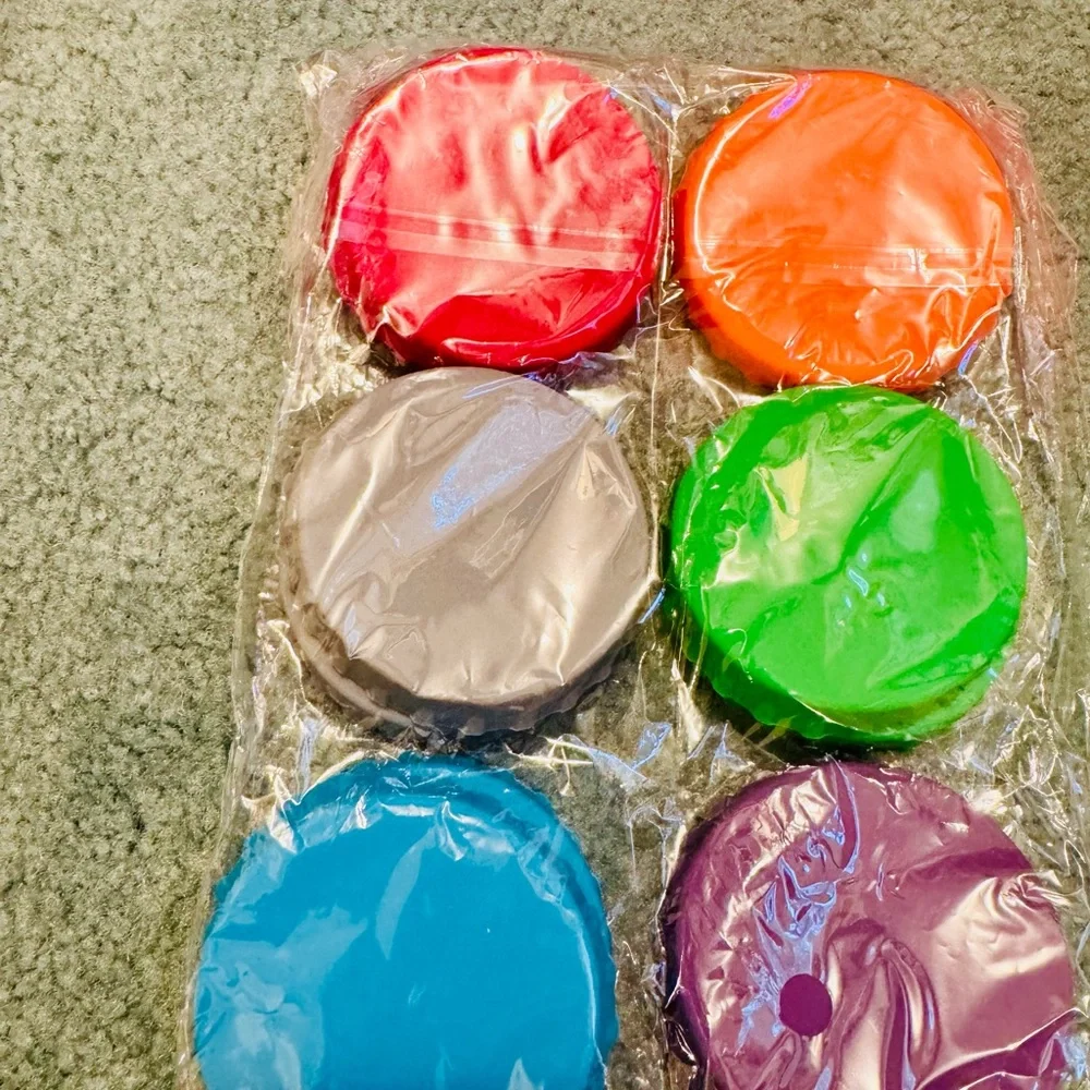 Colorful Party Silicon Beer Caps Can Covers and Can Opener Bundle NIB PACK OF 36